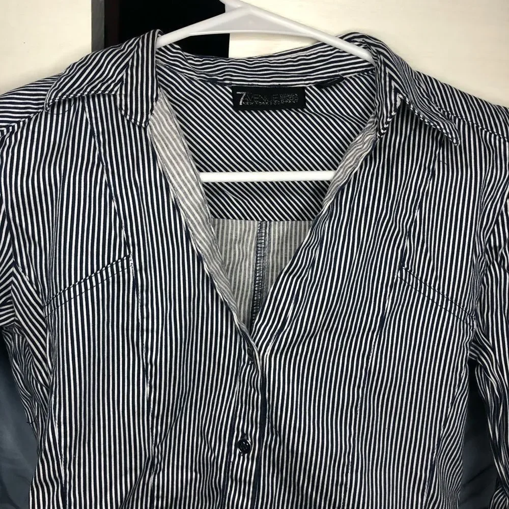 NY & company button down stripped dress shirt